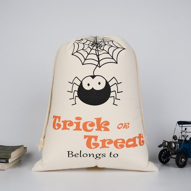 Cotton Canvas Drawstring Gift Bag for Halloween