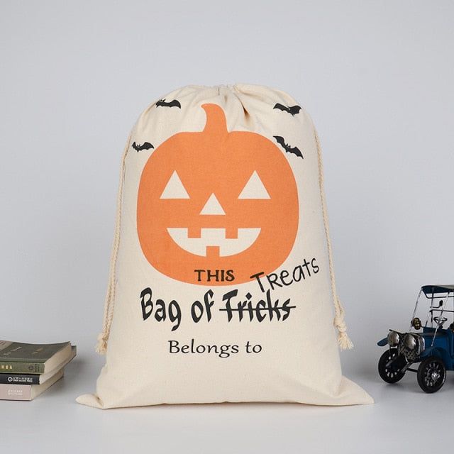 Cotton Canvas Drawstring Gift Bag for Halloween