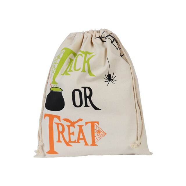 Cotton Canvas Drawstring Gift Bag for Halloween