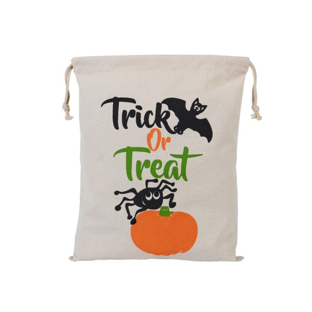 Cotton Canvas Drawstring Gift Bag for Halloween