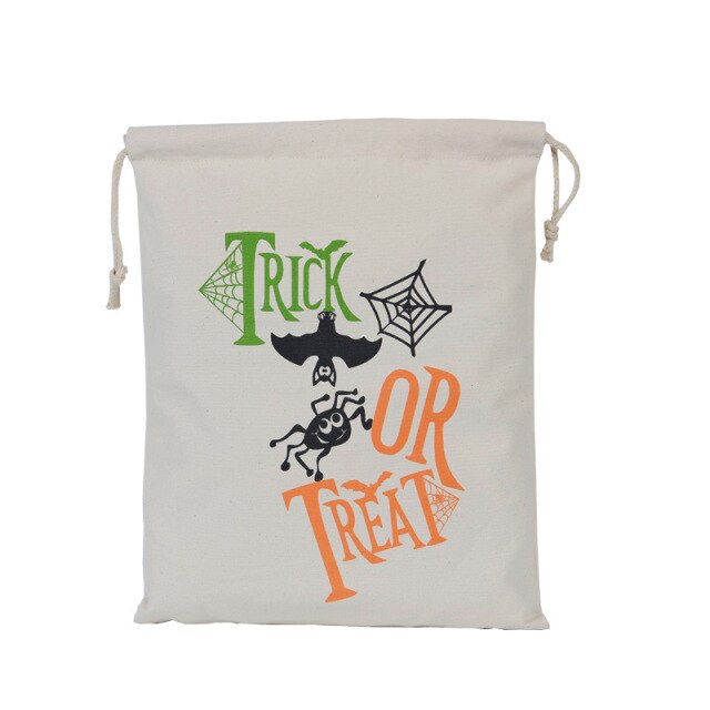Cotton Canvas Drawstring Gift Bag for Halloween