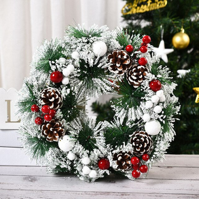 Artificial Pinecone and Red Berry Christmas Wreath