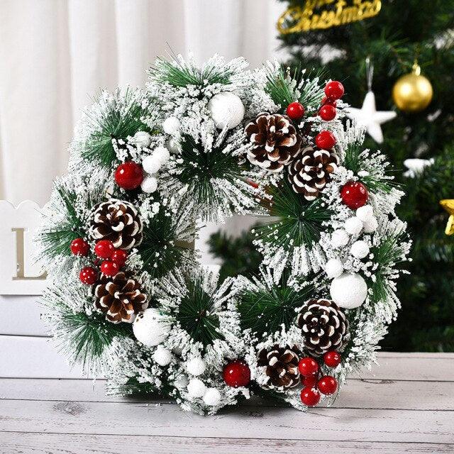Artificial Christmas Wreath with Pinecones and Red Berries
