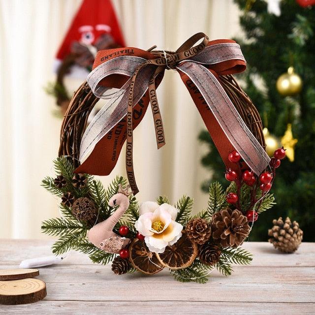 Artificial Christmas Wreath with Pinecones and Red Berries
