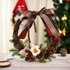 Artificial Christmas Wreath with Pinecones and Red Berries