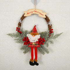 Artificial Christmas Wreath with Pinecones and Red Berries