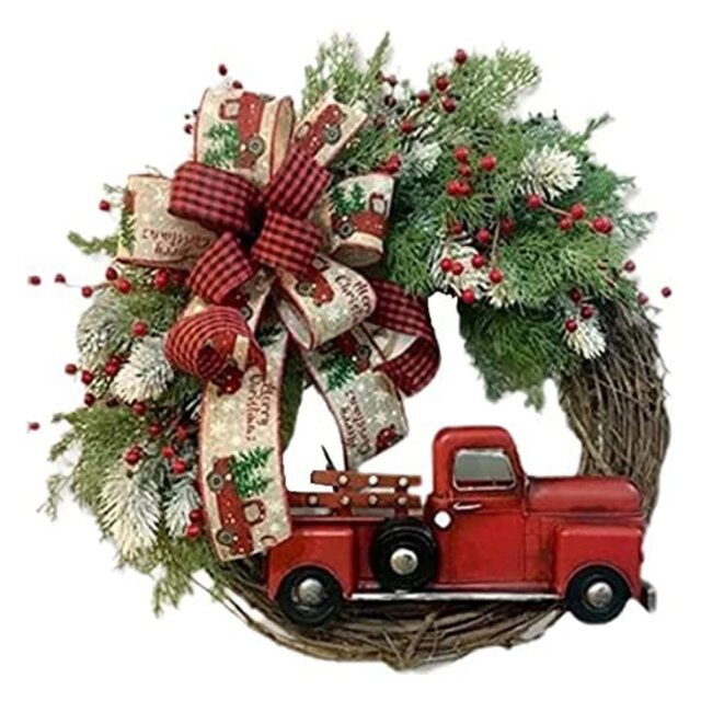 Red Truck Christmas Door Wreath