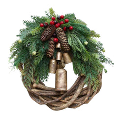 Rustic Farmhouse Christmas Rattan Wreath, 12 x 12 in (30 x 30 cm)