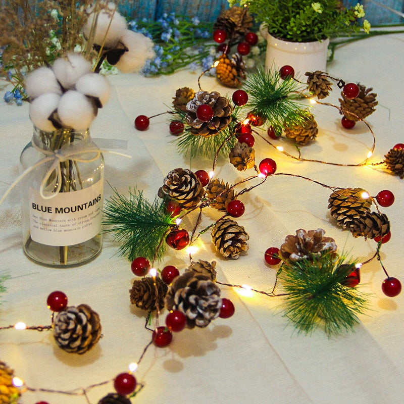 Pinecone Christmas String Lights