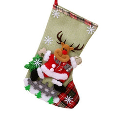 Christmas Stockings Socks with Snowman Santa Elk Bear Printing