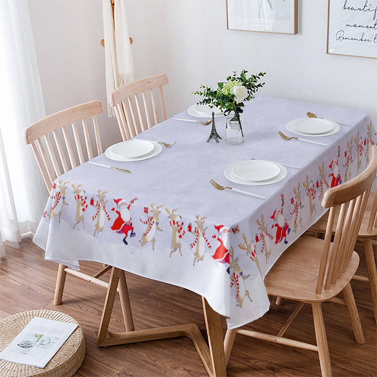 Christmas Deer Illustration Tablecloth
