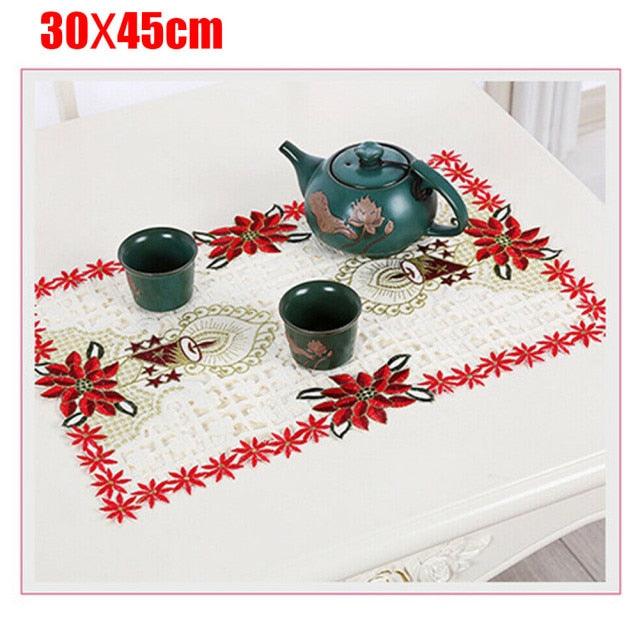 Vintage Embroidered Christmas Table Linens