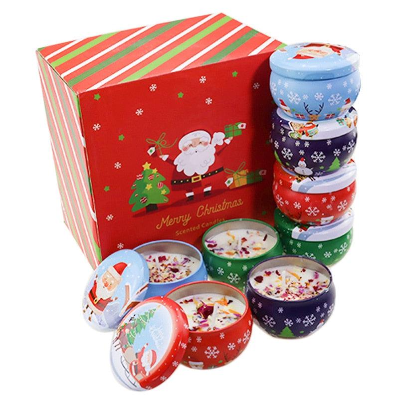 Christmas Tin Scented Candles, 4 Fragrances