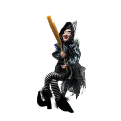 Black and White Fabric Sitting Halloween Witch