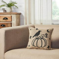 Raven & Pumpkin Gothic Fall Throw Pillow