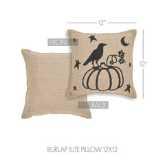 Raven & Pumpkin Gothic Fall Throw Pillow