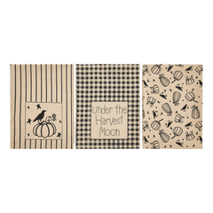 Midnight Harvest Pumpkin & Raven Kitchen Towel Collection | Set of 3 Cotton Towels