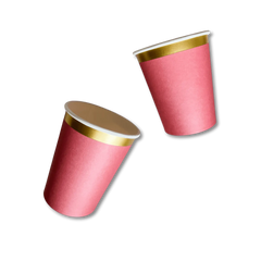 Red Cups with Gold Trim, 8 Pack