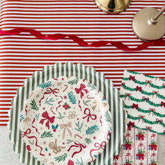 Red Striped Paper Table Runner – 19.5” x 150” | Disposable Party Table Décor