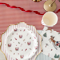Red Striped Paper Table Runner – 19.5” x 150” | Disposable Party Table Décor