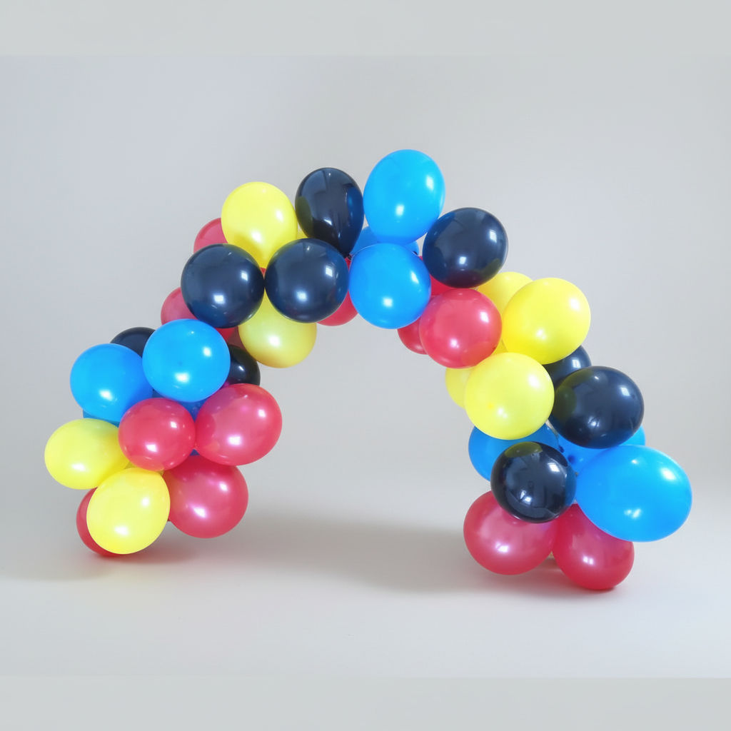 Superhero Balloon Garland Kit – Black, Yellow, Red & Blue (50+ Pack)
