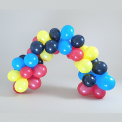 Superhero Balloon Garland Kit – Black, Yellow, Red & Blue (50+ Pack)