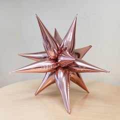 Rose Gold Starburst Cluster Balloon | Chrome Metallic Foil Star