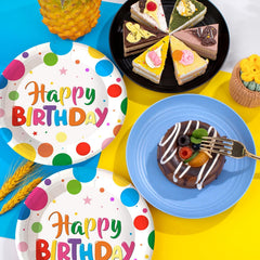 LeZakaa Birthday Paper Plates Set 50pcs 7 & 9 Inch Happy Birthday Balloon