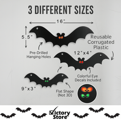 Scary Hanging Bats Set of 12 Halloween Decorations