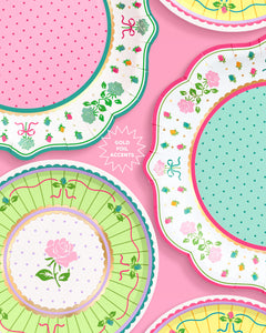Tea Party Plates - pastel floral plates