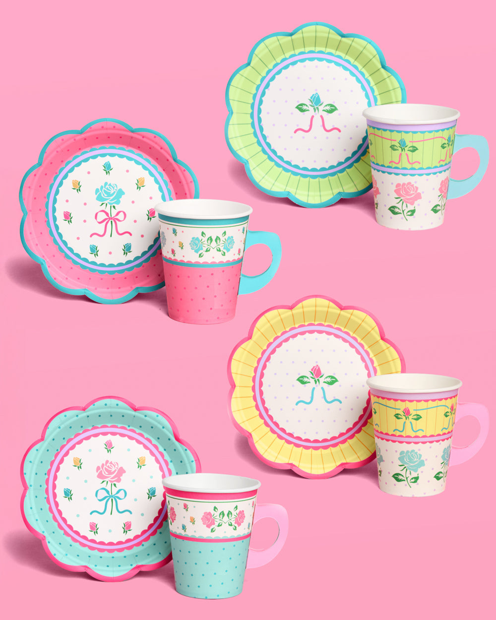 Tea Party Trio - plates, napkins, + cups