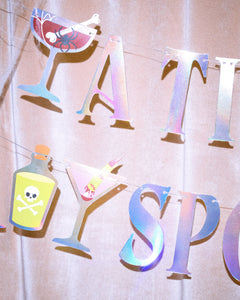 Tini Bit Spooky Banner - iridescent foil banner