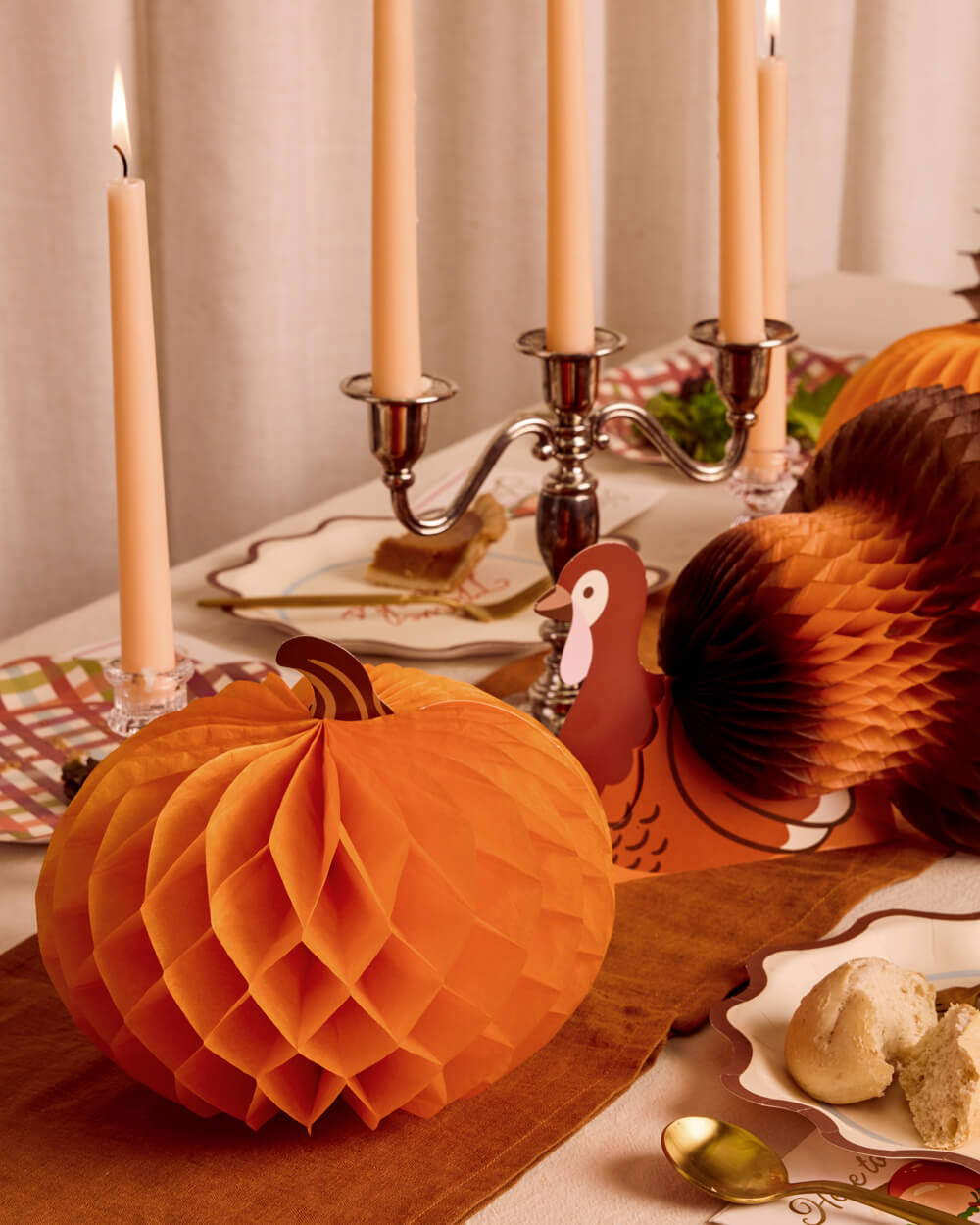 Turkey + Pumpkin Accordions - 4pc fall decor set