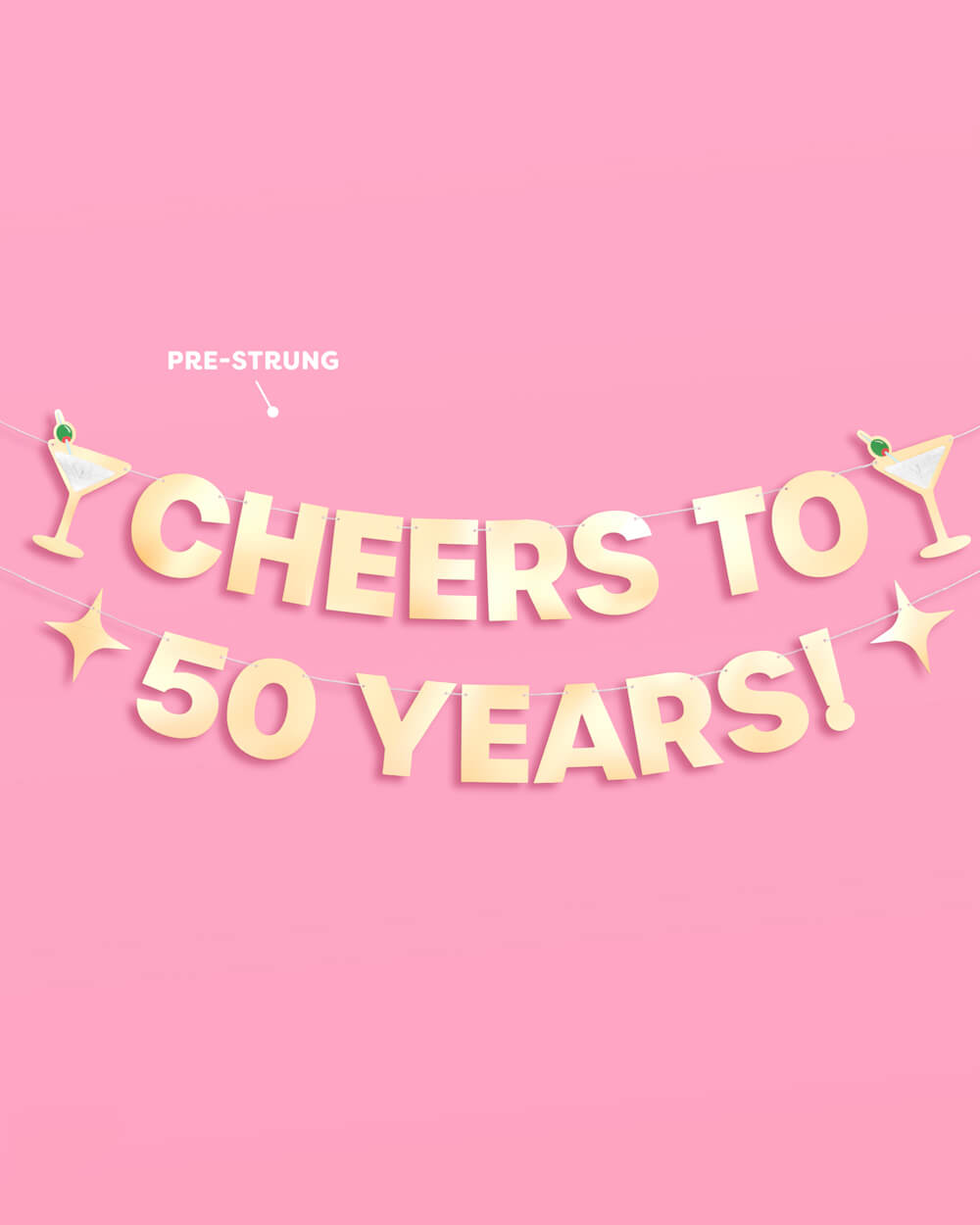 Cheers to 50 Years Banner - 3D paper banner