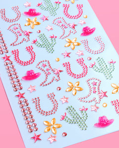 Western Cowgirl Gem Set - 44 adhesive face gems