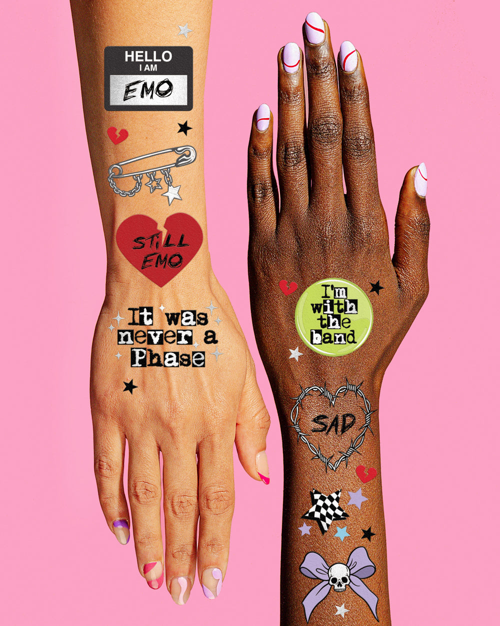 Emo Tattoos - 54 foil temporary tattoos