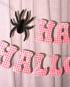 Creepin' it Cute Banner - pink gingham + spider banner