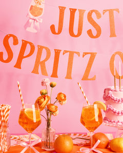 Just A Spritz Older Banner - orange glitter banner