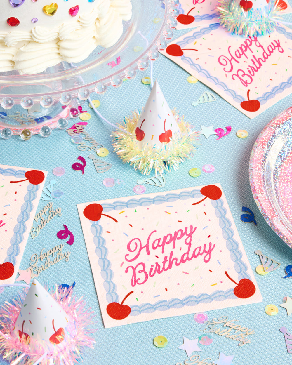 Cherry Bday Napkins - 25 sprinkle napkins