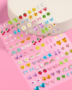 Girly Stick On Earrings - 65 sets, 130 pieces