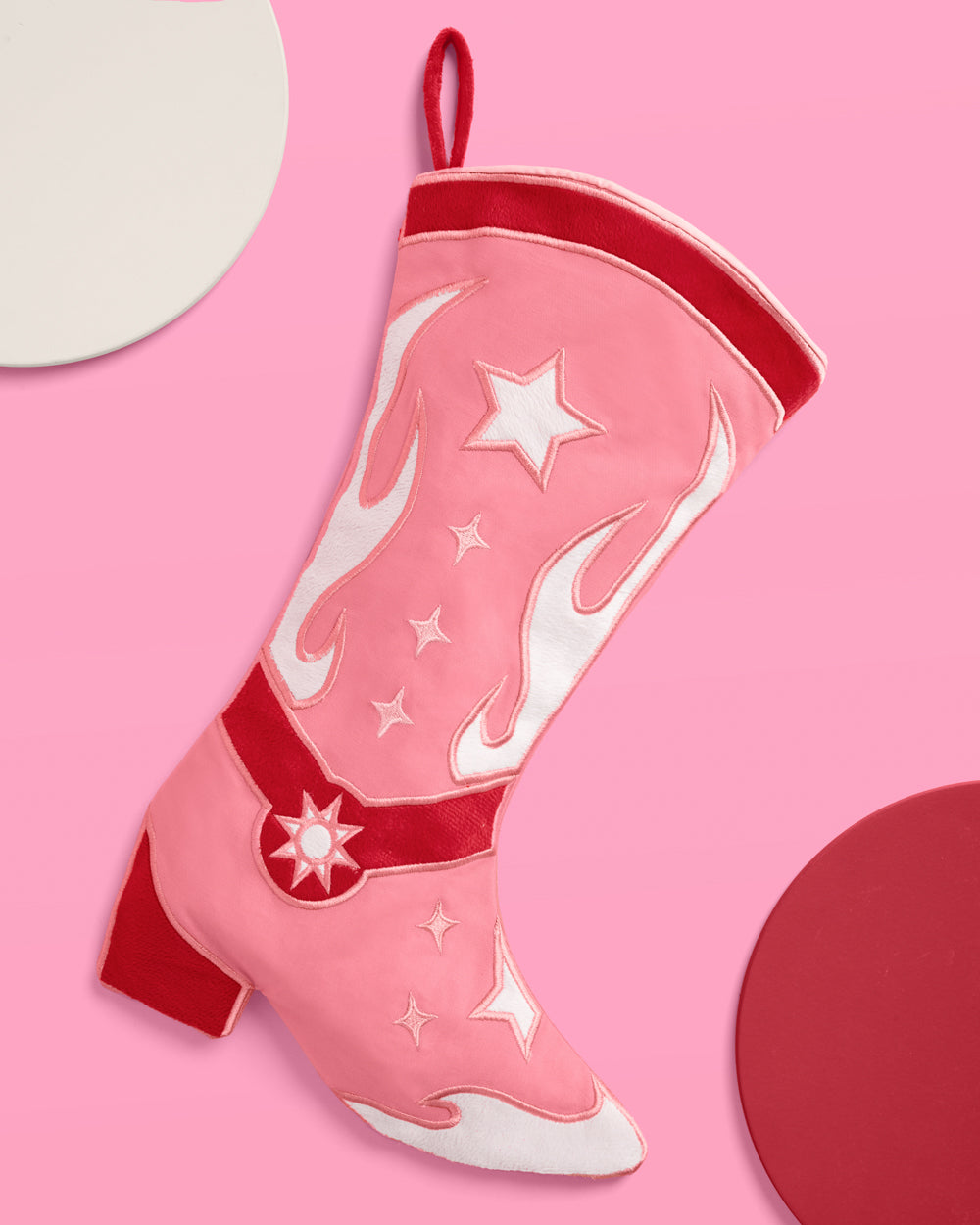 Cowgirl Boot Stocking - pink and red stocking