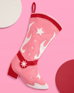 Cowgirl Boot Stocking - pink and red stocking