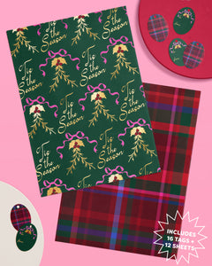 Tis the Season Wrapping Paper - 12 sheets + 16 tags