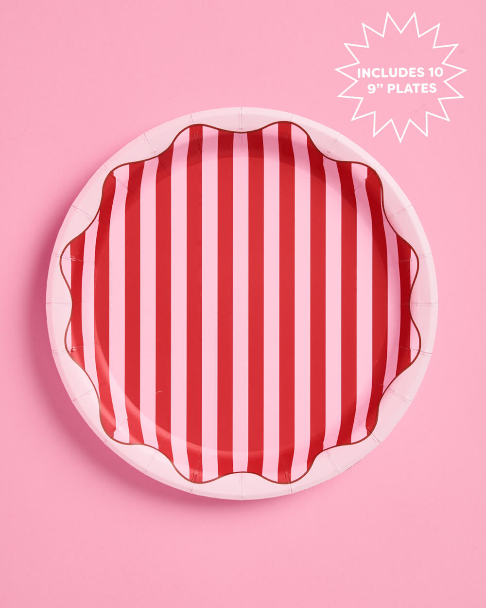 Candy Stripe Plates - 10 paper plates, 9in