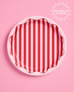 Candy Stripe Plates - 10 paper plates, 9in
