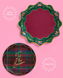 Tis the Season Plate Set - 32 paper plates, 2 sizes