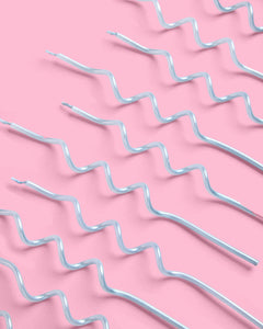 Pearl Blue Candles - 10 wavy candles