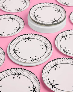Little Black Bow Plates - 25 paper plates