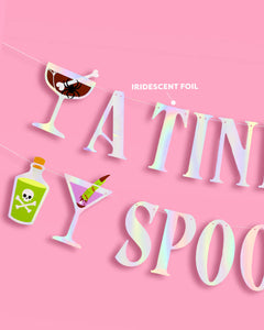 Tini Bit Spooky Banner - iridescent foil banner