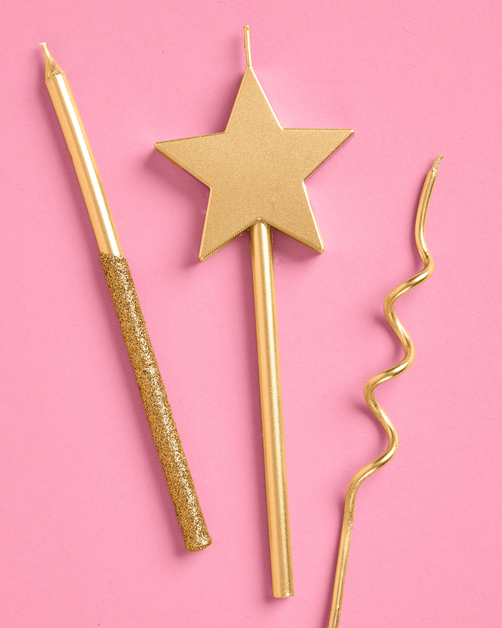 Make a Wish Gold Candles -  14 gold glitter candles